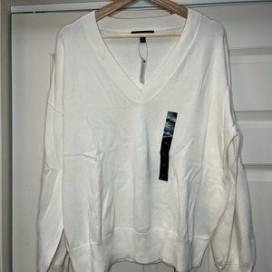 Banana Republic Factory Volume Sleeve Sweater in Off-White